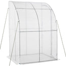Outsunny Walk-In Lean to Wall Greenhouse w/ Zippered Door 143x118x212cm, White
