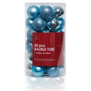 Christmas Sparkle Tube of 40 Shatterproof Baubles 6cm - Ice Blue