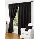 Waffle Fully Lined Pencil Pleat Curtains - Black