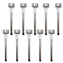 Silver & Stone Solar Powered Stainless Steel Silver Stake Lights Pack Of 10 with White LEDs