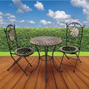 Silver & Stone Bistro Set Mosaic 3 Piece - Rose Gold Mirror Finish