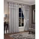 Cannes Eyelet Curtains - Faux Silk Pintuck Embellished -Silver