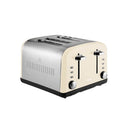 Tower 4 Slice Stainless Steel Toaster - Cream