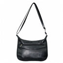 Women's Black Zip Patch Leather Handbag