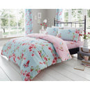 Birdie Blossom Duvet Cover Bedding Set - Blue