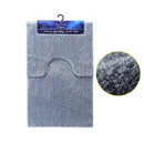 Shiny Microfibre Beige Bath Mat 2 Piece Set  - Silver