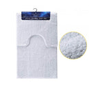 Shiny Microfibre Beige Bath Mat 2 Piece Set  - White