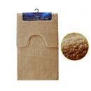 Shiny Microfibre Beige Bath Mat 2 Piece Set  - Beige