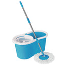 Lewis's  Spin Mop Blue Rotating Spin Microfibre Mop Head & Bucket Home Floor Cleaning Set