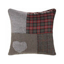 Patchwork Heart Cushion - Burgundy