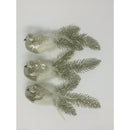 Christmas Sparkle Pack of 3 Glitter Feathered Birds Large in Champagne