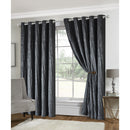 Lewis's Adeline Crinkle Velvet Eyelet Curtains - Charcoal