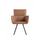 Pair of Darwen Carver Chair with Metal Legs  - Tan