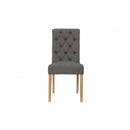 Pair of Button Back Chair with Scroll - Dark Grey