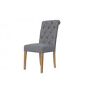 Pair of Button Back Chair with Scroll - Light Grey