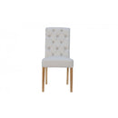 Pair of Button Back Chair with Scroll - Natural