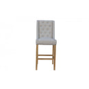 Button Back Stool Natural with Studs 45 x 57.5 x 110 cm
