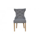 Pair of Winged Button Back Chair with - Dark Grey