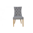 Pair of Curved Button Back Chair - Light Grey