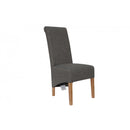 Pair of Scroll Back Fabric Chair - Dark Grey