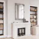 Rectangular Wall Mirror Silver Painted Wooden Frame 80 x 7 x 115 cm