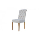 Pair of Button Back Chair with Scroll - Natural