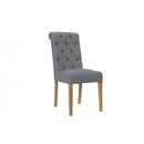 Pair of Button Back Chair with Scroll - Light Grey