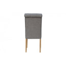 Pair of Button Back Chair with Scroll - Light Grey
