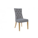 Pair of Curved Button Back Chair - Light Grey
