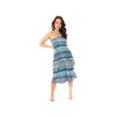 Womens 3 in 1 Blue and White Summer Printed Dress