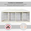 Outsunny 3 x 6 m Pop Up Gazebo with Mesh Sidewalls and Storage Bag, Party Tent Canopy Marquee for Garden, Patio - Beige