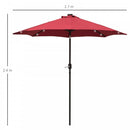 Outsunny Outdoor Umbrella Parasol with LED Solar Lights - Red