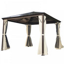 Outsunny  Hardtop Gazebo With Side Curtains/ Mosquito Net Panels 3m x 3m