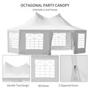 Outsunny 6.8m x 5m Octagonal Party Tent / Marquee - White