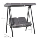 Outsunny- Cushioned Swing Chair with Canopy - Grey