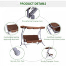 3 Seater Garden Metal Swing Bench - Coffee