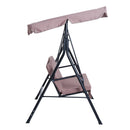 Outsunny 3 Seater Canopy Swing Chair Garden Rocking Bench Heavy Duty Patio Metal Seat w/ Top Roof - Brown