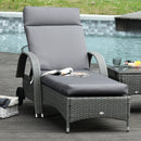 Set of 2 Non-Slip Sun Lounger Cushions - Grey