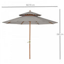 Outsunny Double Tier Wooden Umbrella Parasol 2.7m - Grey