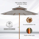 Outsunny Double Tier Wooden Umbrella Parasol 2.7m - Grey