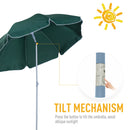 Oasis 2.2 m Steel Beach Umbrella Parasol - Dark Green