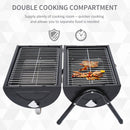 Outsunny Compact Steel Portable Charcoal BBQ Grill - Black