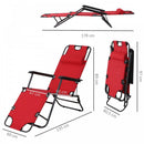 Outsunny-2 in 1 Metal Frame Sun Lounger With Pillow - Red