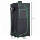 Outsunny Hydroponic Plant Grow Tent W/ Window Tool Bag 60L x 60W x 140Hcm Black