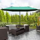 Outsunny 4.6 m Double Sided Umbrella Parasol with Cross Base - Dark Green