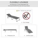 Outsunny  Sun Lounger With Pillow - Grey