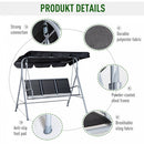 Outsunny-3 Seater Steel  Swing Bench - Black