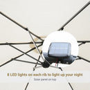 Outdoor Umbrella Parasol with LED Solar Lights - Cream