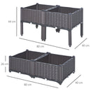 Rattan Set of 4 Garden Planter Box - Brown