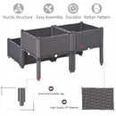 Rattan Set of 4 Garden Planter Box - Brown